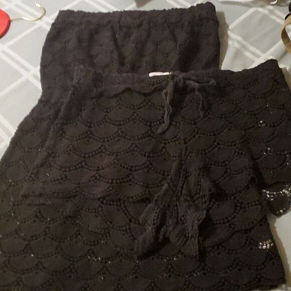 MUD PIE CROCHE DRESS SIZE L BLACK - Picture 1 of 9